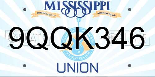 9QQK346 Mississippi License Plate