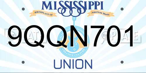 9QQN701 Mississippi License Plate