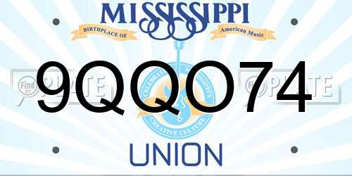 9QQO74 Mississippi License Plate