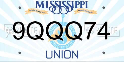 9QQQ74 Mississippi License Plate