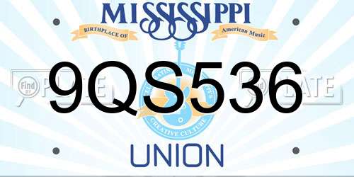 9QS536 Mississippi License Plate