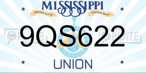 9QS622 Mississippi License Plate