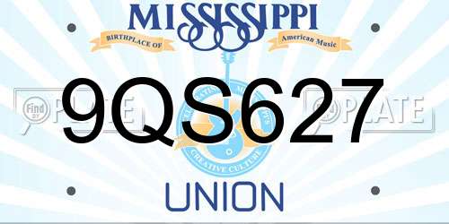 9QS627 Mississippi License Plate
