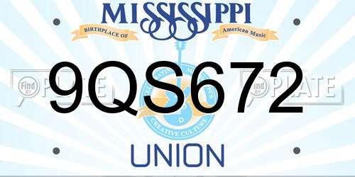 9QS672 Mississippi License Plate