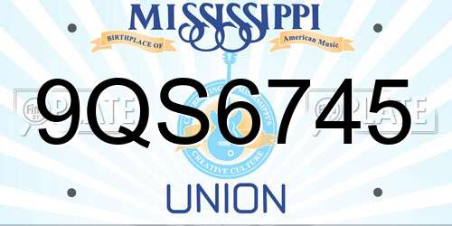 9QS6745 Mississippi License Plate