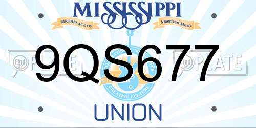 9QS677 Mississippi License Plate