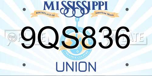 9QS836 Mississippi License Plate