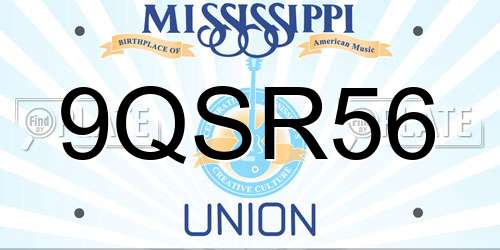 9QSR56 Mississippi License Plate