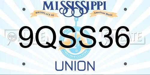 9QSS36 Mississippi License Plate