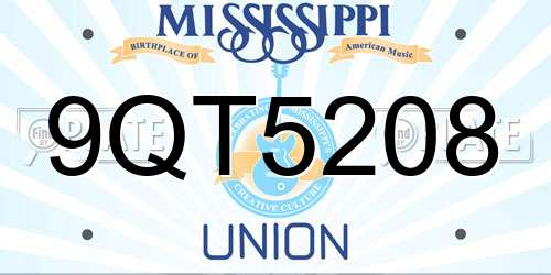 9QT5208 Mississippi License Plate