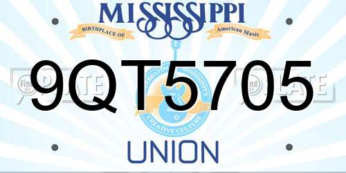9QT5705 Mississippi License Plate