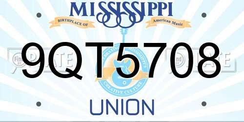 9QT5708 Mississippi License Plate