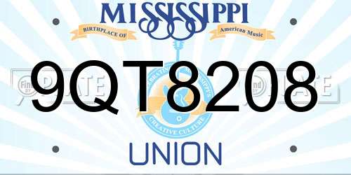 9QT8208 Mississippi License Plate