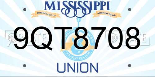 9QT8708 Mississippi License Plate