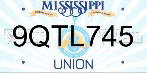 9QTL745 Mississippi License Plate
