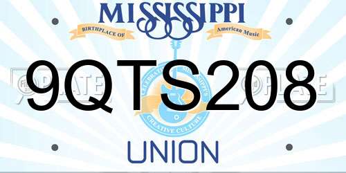 9QTS208 Mississippi License Plate