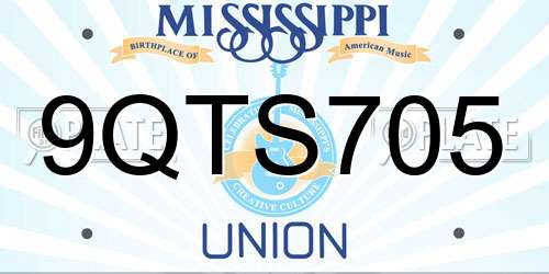 9QTS705 Mississippi License Plate