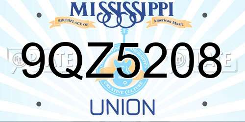 9QZ5208 Mississippi License Plate