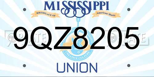 9QZ8205 Mississippi License Plate