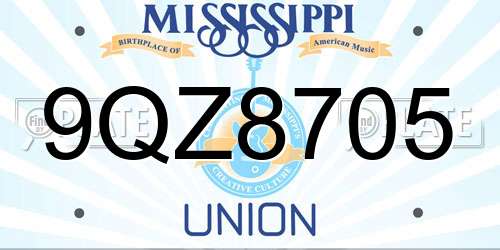 9QZ8705 Mississippi License Plate