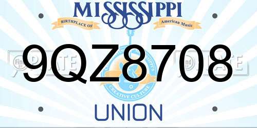 9QZ8708 Mississippi License Plate