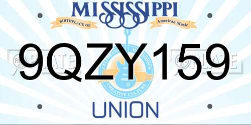 9QZY159 Mississippi License Plate