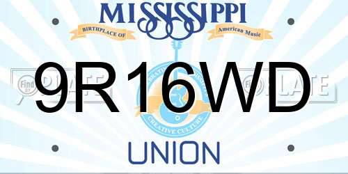 9R16WD Mississippi License Plate