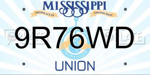 9R76WD Mississippi License Plate