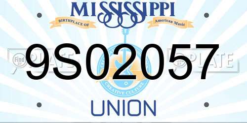 9S02057 Mississippi License Plate