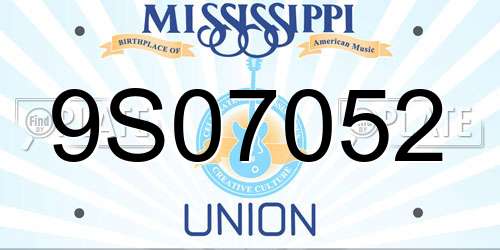 9S07052 Mississippi License Plate