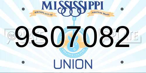 9S07082 Mississippi License Plate