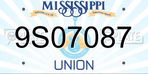 9S07087 Mississippi License Plate