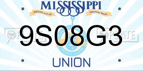 9S08G3 Mississippi License Plate