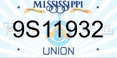 9S11932 Mississippi License Plate