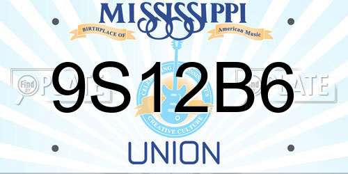 9S12B6 Mississippi License Plate
