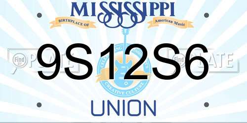 9S12S6 Mississippi License Plate