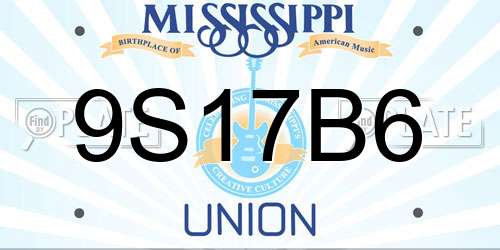 9S17B6 Mississippi License Plate