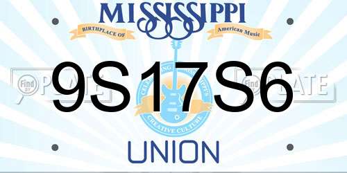 9S17S6 Mississippi License Plate