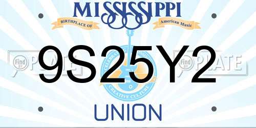 9S25Y2 Mississippi License Plate