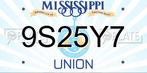 9S25Y7 Mississippi License Plate