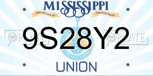9S28Y2 Mississippi License Plate