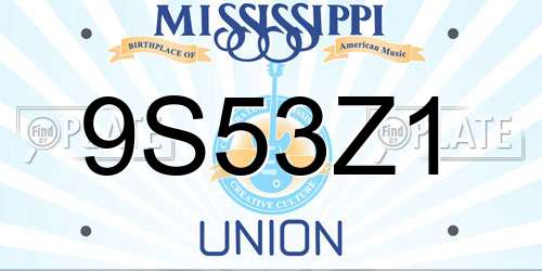 9S53Z1 Mississippi License Plate