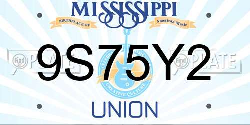 9S75Y2 Mississippi License Plate
