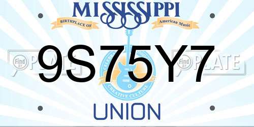 9S75Y7 Mississippi License Plate