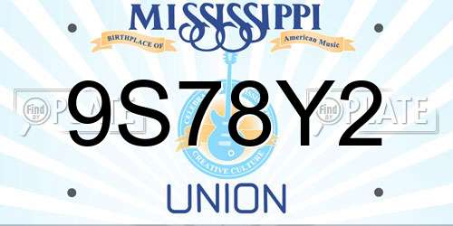9S78Y2 Mississippi License Plate