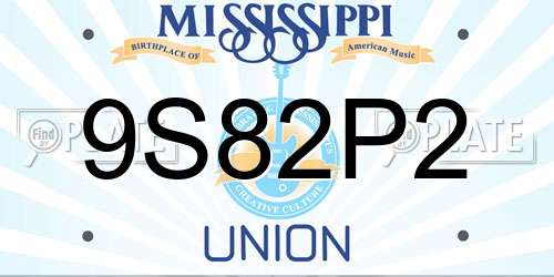 9S82P2 Mississippi License Plate