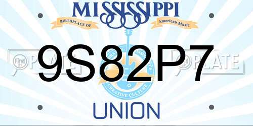 9S82P7 Mississippi License Plate