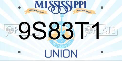 9S83T1 Mississippi License Plate