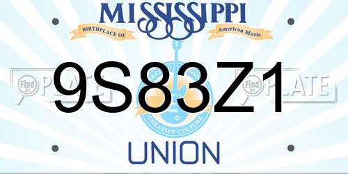 9S83Z1 Mississippi License Plate