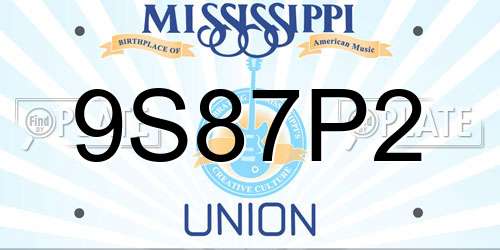 9S87P2 Mississippi License Plate